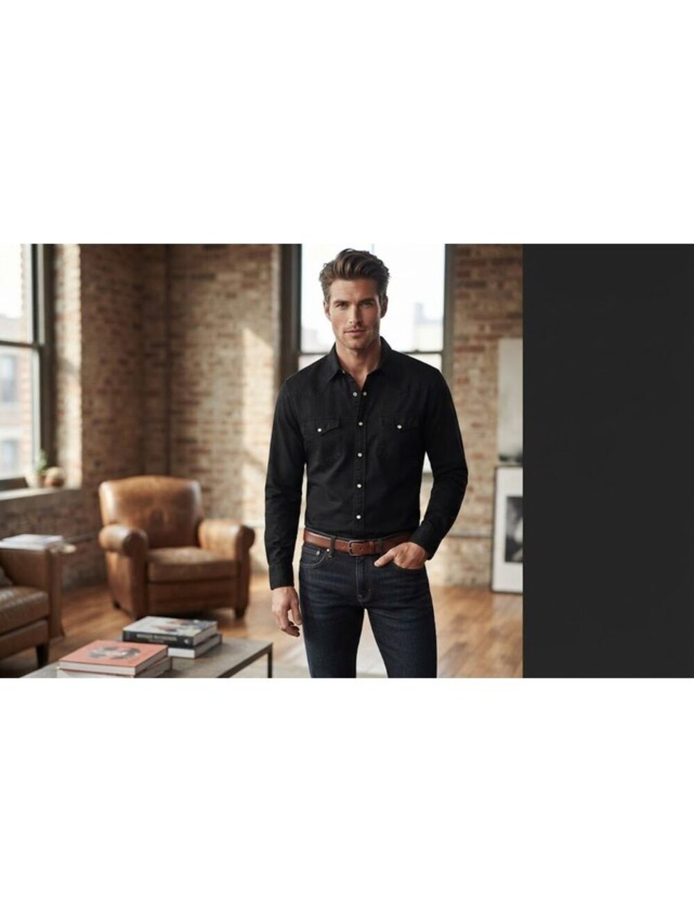 Express Shirt Mens Small Black Pearl Snap Western Button Up